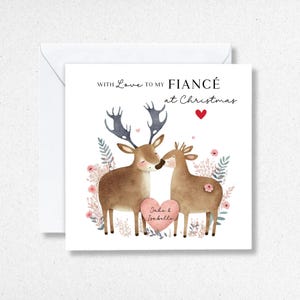 Fiancé, carte-cadeau de Noël fiancée personnalisée, joyeux Noël fiancé de Noël, avec amour à Noël, carte de renne