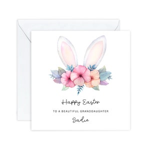 Carte de Pâques personnalisée pour petite-fille, nièce, arrière-petite-fille, jolies cartes de Pâques de lapin, pour petite fille, cadeau de Pâques pour enfants
