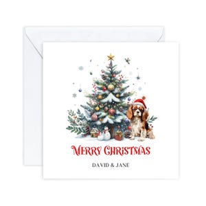 Cartes de Noël personnalisées, cartes de Noël de chien épagneul cavalier, pour des amis, pour maman et papa, Noël de chien mignon, mots personnalisés de carte spéciale