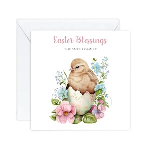 Carte de Pâques personnalisée avec nom de famille, cartes de Pâques personnalisées, pour la famille, joyeuses Pâques, pour maman maman papa frère soeur amis voisins