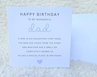 Dad Birthday Card - Card For Dad's Birthday - Birthday Card For Him - Poem Birthday Card Dad - Special Dad Birthday Card