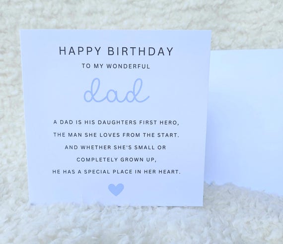 Dad Birthday Card - Card For Dad's Birthday - Birthday Card For Him - Poem Birthday Card Dad - Special Dad Birthday Card