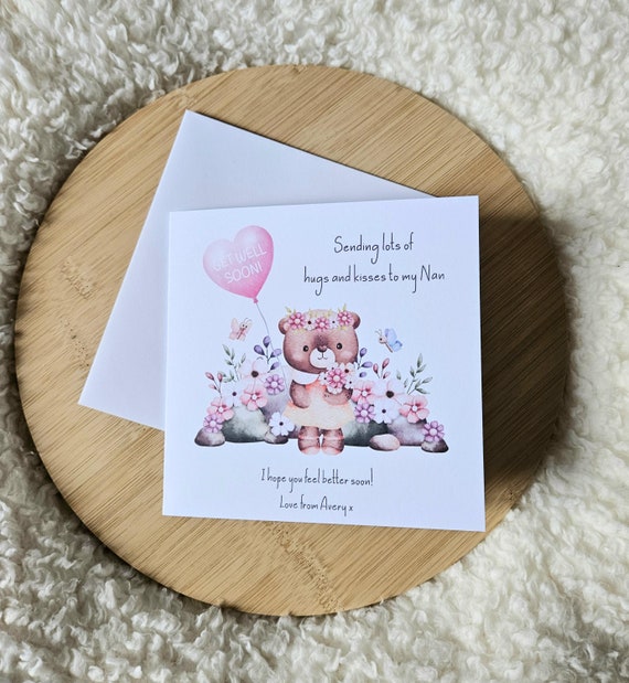 Personalised Get Well Card: Teddy Bear Design - Etsy