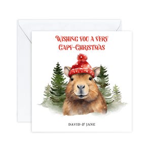 Cartes de Noël personnalisées, Cartes de Noël Capybara, Pour les amis, Pour les enfants, Amateur de Capybara, Jolie soeur fille de Noël Capybara