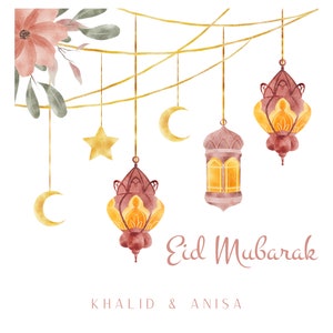 Personalised Eid Mubarak Card, Eid Card, Eid Greeting Cards, Eid Mubarak card, Happy Eid Card, Eid Mubarak Card. image 3