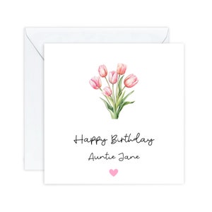 Personnalisé tante, carte d'anniversaire tante, joyeux anniversaire, carte d'âge pour elle, carte tante, 16, 18, 21, 40 ans, fleurs, floral de nièce