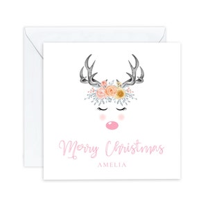 Carte de Noël personnalisée pour les enfants | Carte de Noël pour enfants | Carte de Noël pour fille, petite-fille, nièce | Petite fille