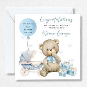 Carte de bienvenue dans le monde pour bébé garçon, nouveau-né, petit-fils, petit-fils, bébés garçons 2025, nouveau-né, maman, papa, nouveaux parents, cadeau de félicitations, neveu