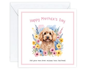 Cockapoo Mother's Day Card. From the dog, Custom Personalised Mother's day, From Fur baby, Dog card, Floral Mother's day Gift