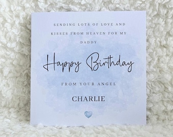 Personalised Birthday card - Birthday card from Heaven for daddy - Card from Angel Baby - Baby loss card.