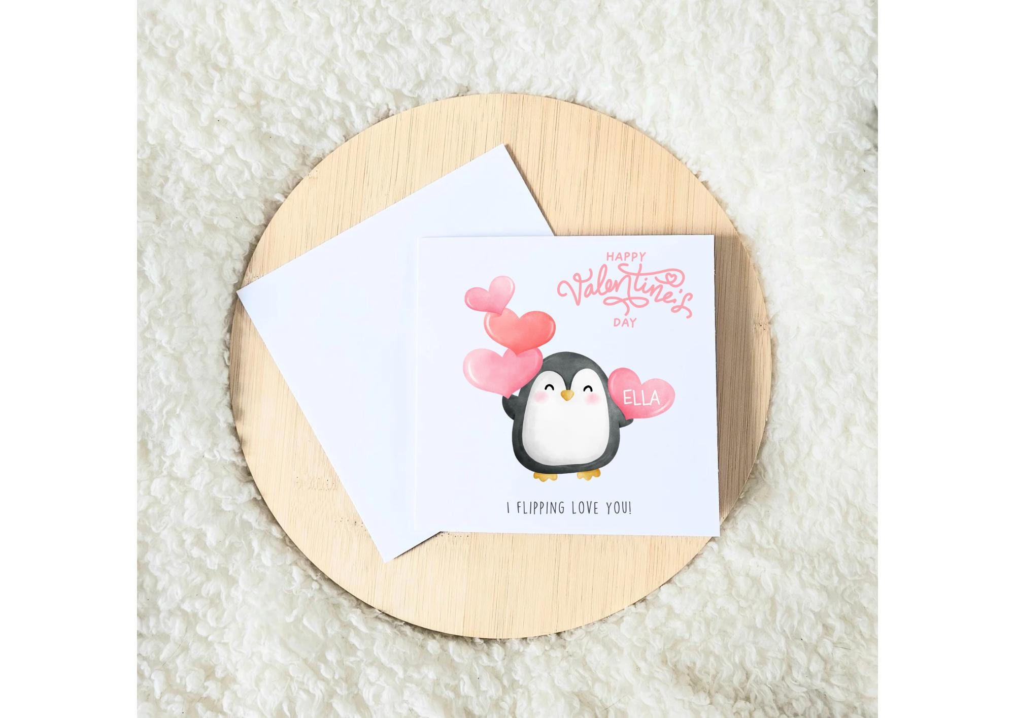 Personalised Valentines Day Card, Cute Penguin Valentine Personalised Valentines Day Card, Cute Penguin Valentine