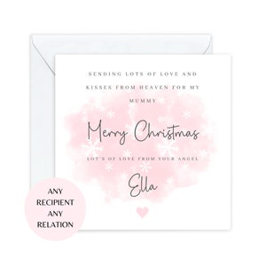 Cartes de Noël personnalisées Carte de Noël du ciel pour maman maman maman - Carte de Angel Baby - Carte de perte de bébé. Pour grand-mère, pour papa,