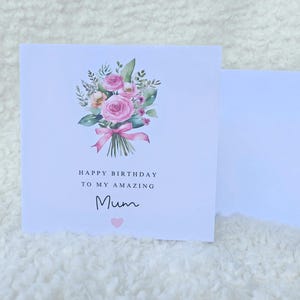 Carte de joyeux anniversaire maman, carte d'anniversaire de maman, jardin botanique floral, fleurs roses, maman, maman, grand-mère, tante, pour maman, carte-cadeau