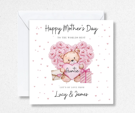 Aunt Mother's Day Card From Daughter - Cute Poem Card For Mum With 5x7 Premium Cardstock