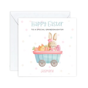 Carte de Pâques personnalisée pour petite-fille, nièce, arrière-petite-fille, jolies cartes de Pâques de lapin, pour petite fille, cadeau de Pâques pour enfants