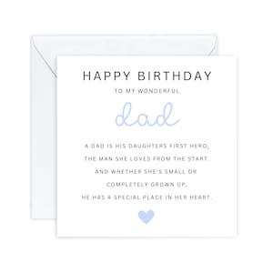 Carte d'anniversaire pour papa et papa de sa fille, carte d'anniversaire pour papa, cartes poème souvenir spécial pour papa