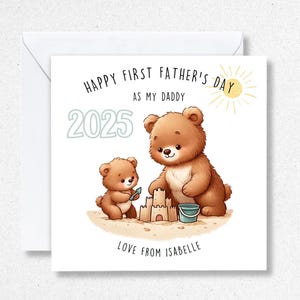 Bonne première fête des pères, 1ère fête des pères en tant que papa et papa cartes de visite personnalisées nom de la carte arrière grand-père oncle carte personnalisée pour bébé