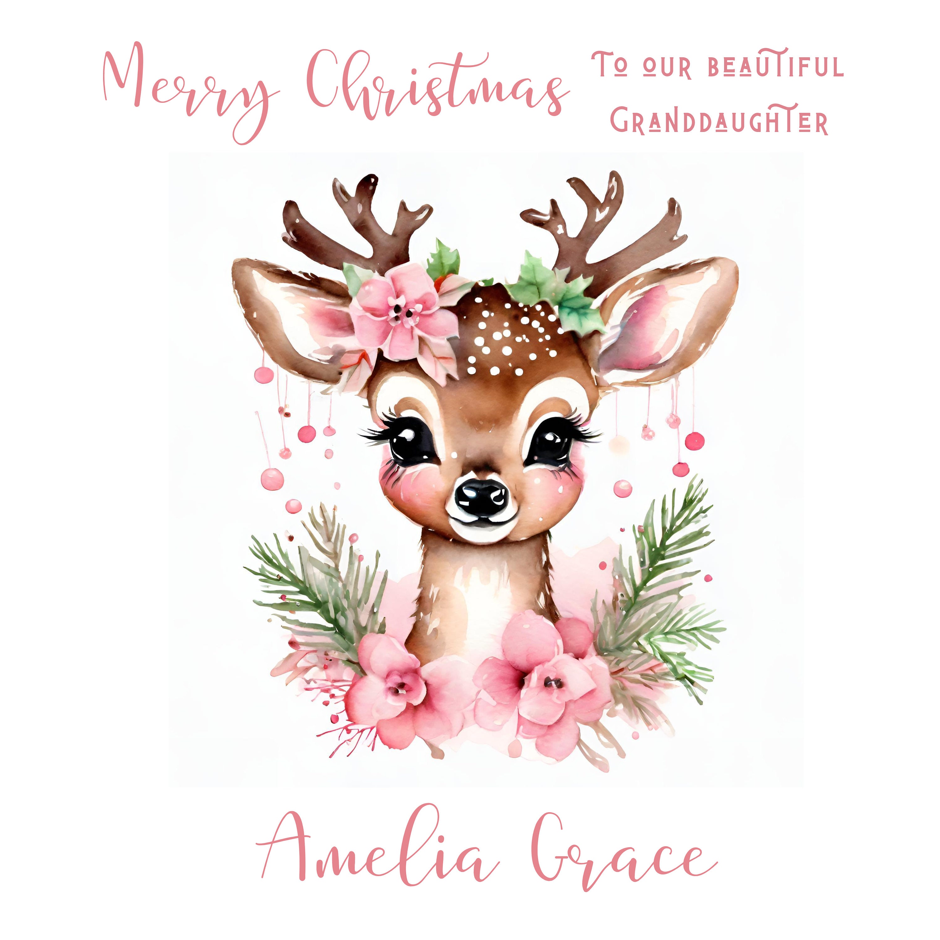 Granddaughter Christmas Card - Cute Traditional Xmas Verse 9x6 With Envelope