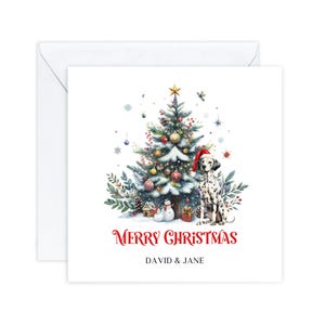 Cartes de Noël personnalisées, cartes de Noël chien dalmatien, pour amis, pour maman et papa, Noël chien mignon, mots personnalisés carte spéciale