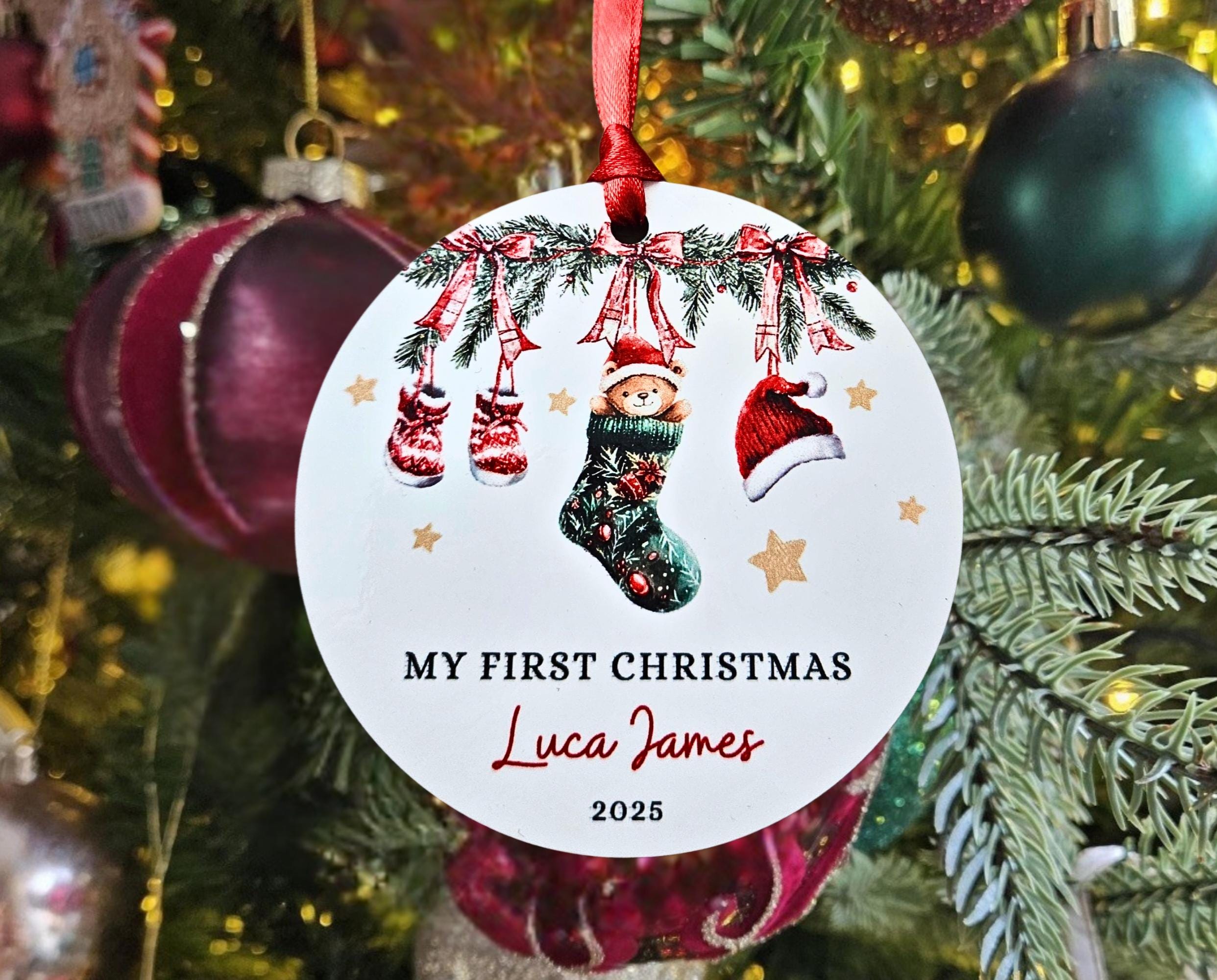 Personalised First Christmas Bauble: Baby's 1st Xmas Ornament