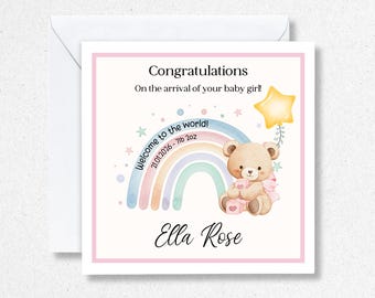 Welcome to the world Baby Girl card, New Baby Cards, Baby Daughter Granddaughter Baby Girls 2026 Newborn Mum Dad New Parents Congratulations