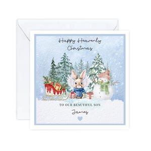Carte de Noël céleste personnalisée, joyeux Noël céleste, pour fils, pour petit-fils, pour neveu, perte d'un bébé, bébé ange.
