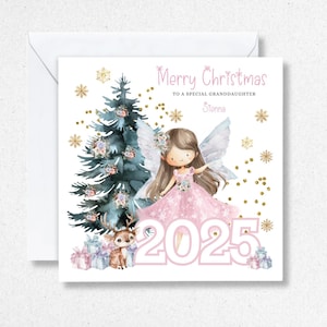 Petite-fille personnalisée de Noël pour fille | Carte de Noël pour enfants pour fille, petite-fille, nièce | Petite fille | Fée