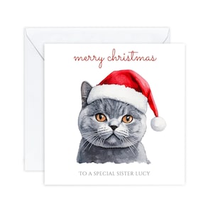 Cartes de Noël personnalisées, cartes de Noël chat British Shorthair, pour amis, pour papa et maman, propriétaire d'un amoureux des chats chat mignon Noël
