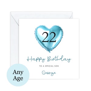 Carte personnalisée de fils, carte d'anniversaire de fils, joyeux anniversaire, cadeau de carte d'âge pour lui, adolescent, 16e, 18e, 21e, 30e,