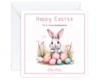 Personalised Easter Card for Granddaughter Daughter Niece Great Granddaughter, Cute Bunny Easter Cards, For Little Girl, Easter Gift Kids