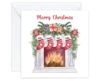Personalised Family Christmas Card, Family Names Christmas Card, Personalised Christmas card, Christmas cards, Xmas card uk, Stocking Card