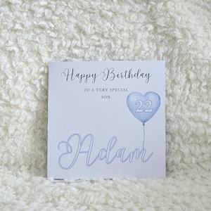 Fils personnalisé, carte d'anniversaire de fils, fils spécial, joyeux anniversaire, carte d'âge pour lui, adolescent, 16, 18, 21, 30, carte de neveu