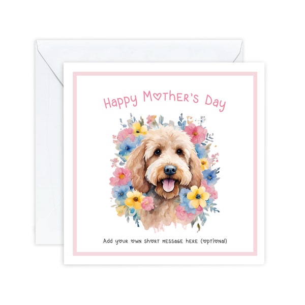 Labradoodle Mother's Day Card. From the dog, Custom Personalised Mother's day, From Fur baby, Dog card, Floral Mother's day Gift