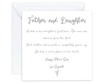 Fathers Day Cards, Personalised Father's Day Card, Poem Father's Day card for Dad, From Daughter, Name card, Handmade father's Day, Keepsake