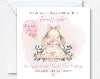 Thank You For Our My Granddaughter Card, New Grandparents Cards, New Baby Gift Baby Girl, New Granddaughter Card, Birth Of Granddaughter