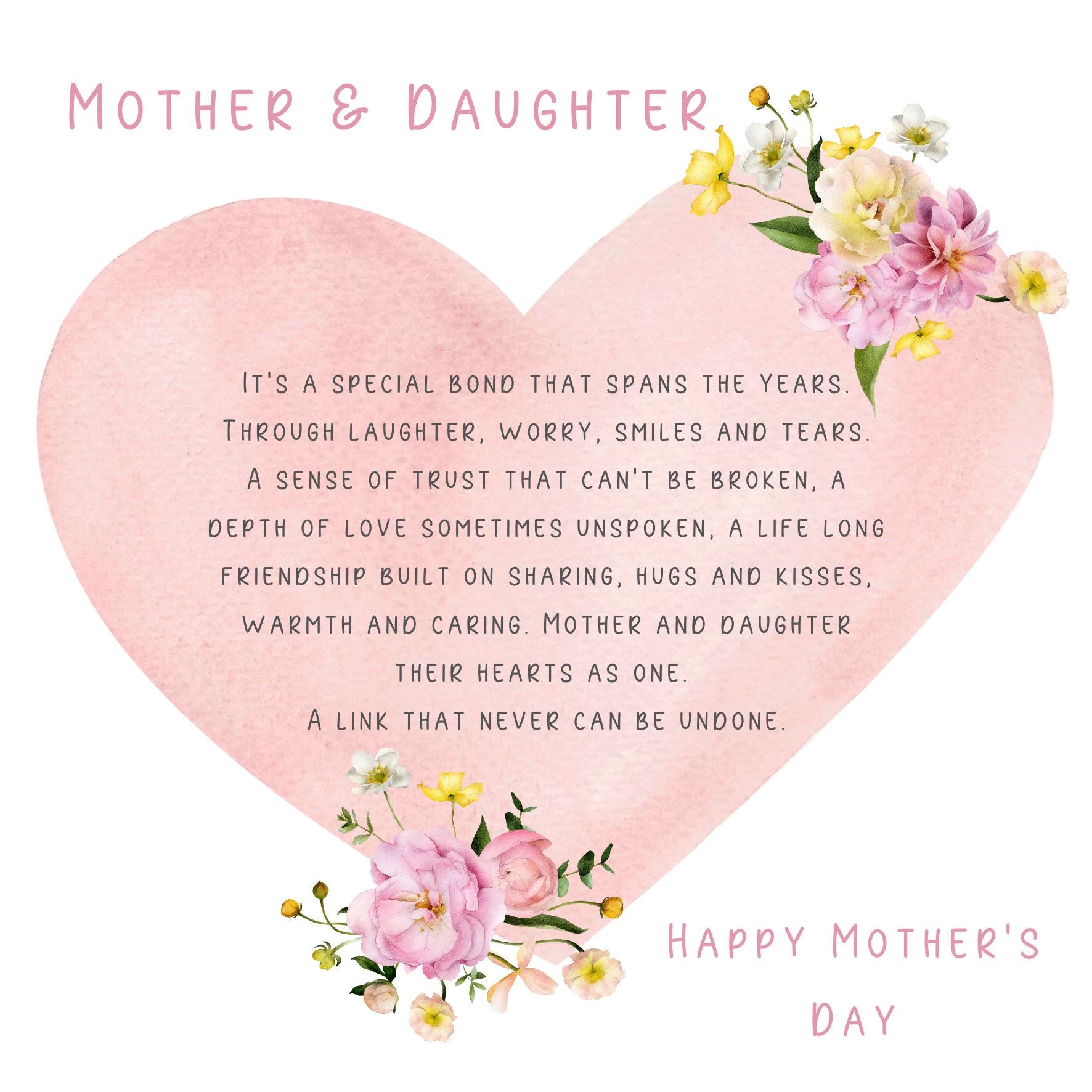 Mother&#39;s Day card, Card for Mum, Card for Mom, Poem Mother&#39;s day card, Keepsake Mother&#39;s Day Card, Personalised Mother&#39;s Day card.
