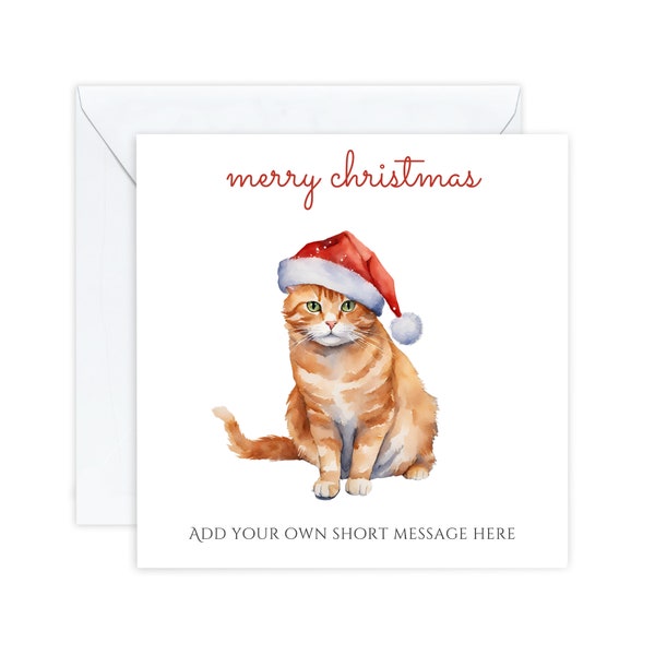 Personalised Christmas cards, Ginger cat Christmas cards, For friends, For Mum and Dad, Cat Lover, Orange Cute cat xmas