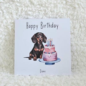 Carte d'anniversaire personnalisée, carte d'anniversaire teckel pour elle, pour lui, pour fille fils et petite-fille, cadeau d'anniversaire teckel, carte chien,