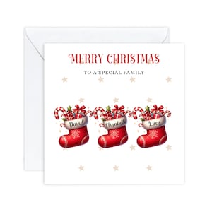 Carte de Noël de famille personnalisée, carte de Noël de noms de famille, carte de Noël personnalisée, cartes de Noël, carte de Noël au Royaume-Uni, carte de bas
