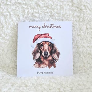 Cartes de Noël personnalisées, cartes de Noël teckel à poil long, pour les amis, pour maman et papa, Noël chien mignon, carte spéciale