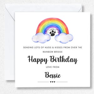 Carte d'anniversaire personnalisée de chien chat Rainbow Bridge - carte d'anniversaire du ciel d'animal de compagnie - carte d'animal de compagnie d'ange - fête des pères fête des mères