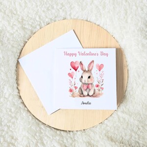 Carte de Saint-Valentin personnalisée pour fille, carte de Saint-Valentin pour petite-fille, lapin mignon pour les enfants, de maman maman grand-mère, papa