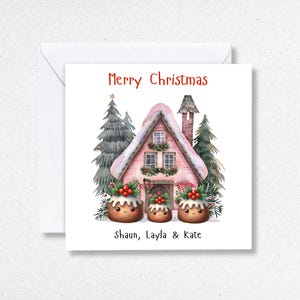 Carte de Noël de famille personnalisée, carte de Noël de noms de famille, carte de Noël personnalisée, cartes de Noël, carte de Noël au Royaume-Uni, carte de pudding