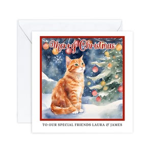 Cartes de Noël personnalisées, cartes de Noël chat roux, pour amis, pour papa et maman, amoureux des chats, chat mignon orange