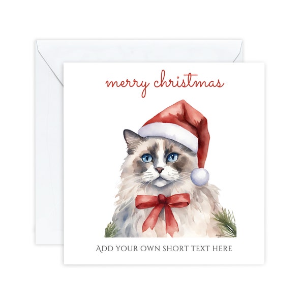 Personalised Christmas cards, Ragdoll cat Christmas cards, For friends, For Mum and Dad, Cat Lover, Cute cat xmas, Ragdoll cat gift, her him