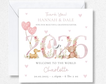 Thank You For Our My Granddaughter Card, New Grandparents Cards, New Baby Gift Baby Girl, New Granddaughter Card, Birth Of Granddaughter