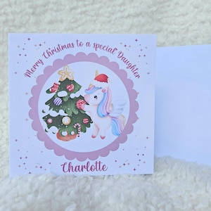 Cartes de Noël personnalisées fille pour fille, carte de Noël pour enfant pour fille, petite-fille, nièce, petite fille, cartes licorne