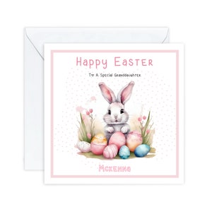 Carte de Pâques personnalisée pour petite-fille, nièce, arrière-petite-fille, jolies cartes de Pâques de lapin, pour petite fille, cadeau de Pâques pour enfants
