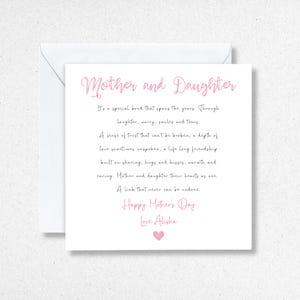 Carte de fête des mères, carte pour maman, carte pour maman, carte de fête des mères poème, carte souvenir de fête des mères, carte personnalisée de fête des mères.