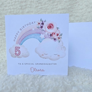 Petite-fille personnalisée, carte d'anniversaire de petite-fille, joyeux anniversaire, carte d'âge, pour les petites filles, fille, 1er, 2e, 3e, 4e, 5e, cadeau